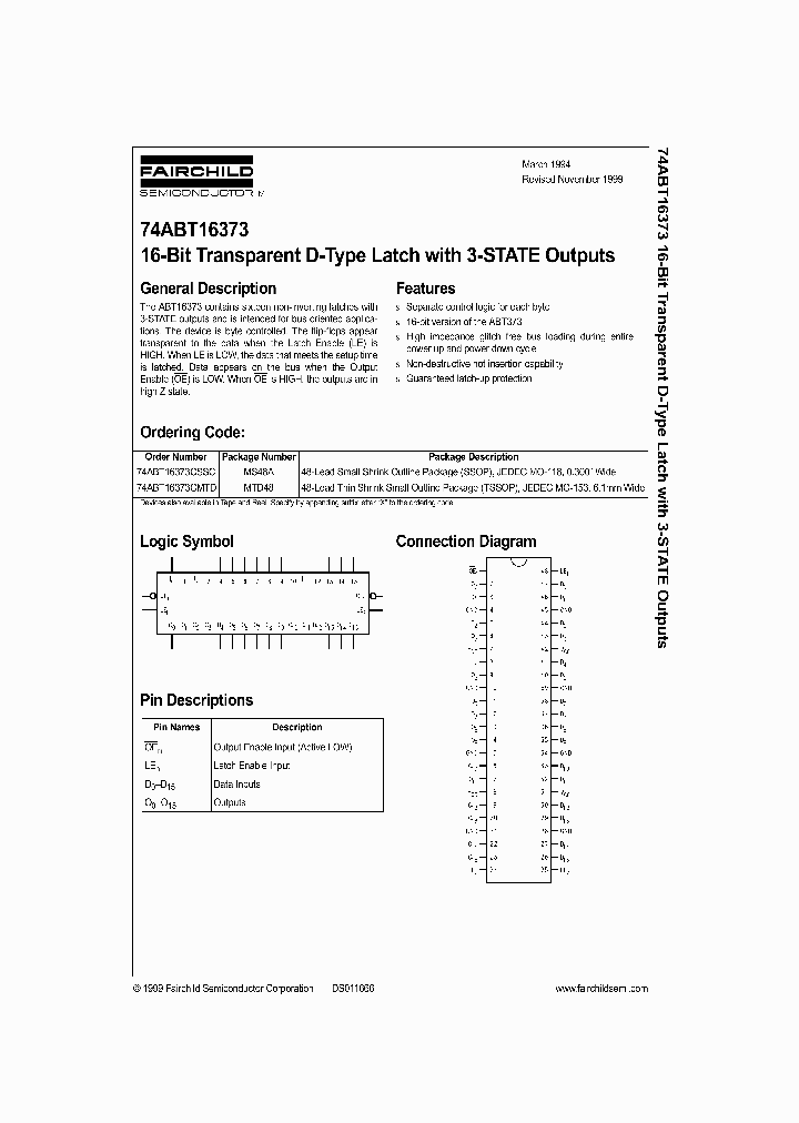 74ABT16373_121396.PDF Datasheet