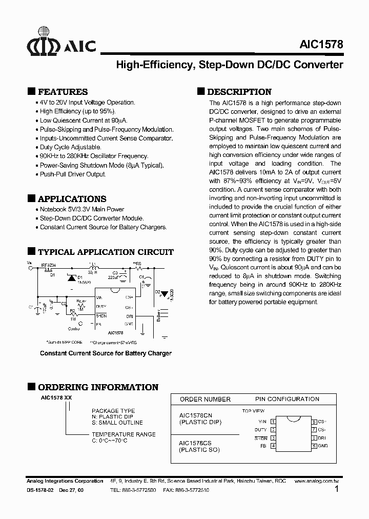 AIC1578_127328.PDF Datasheet