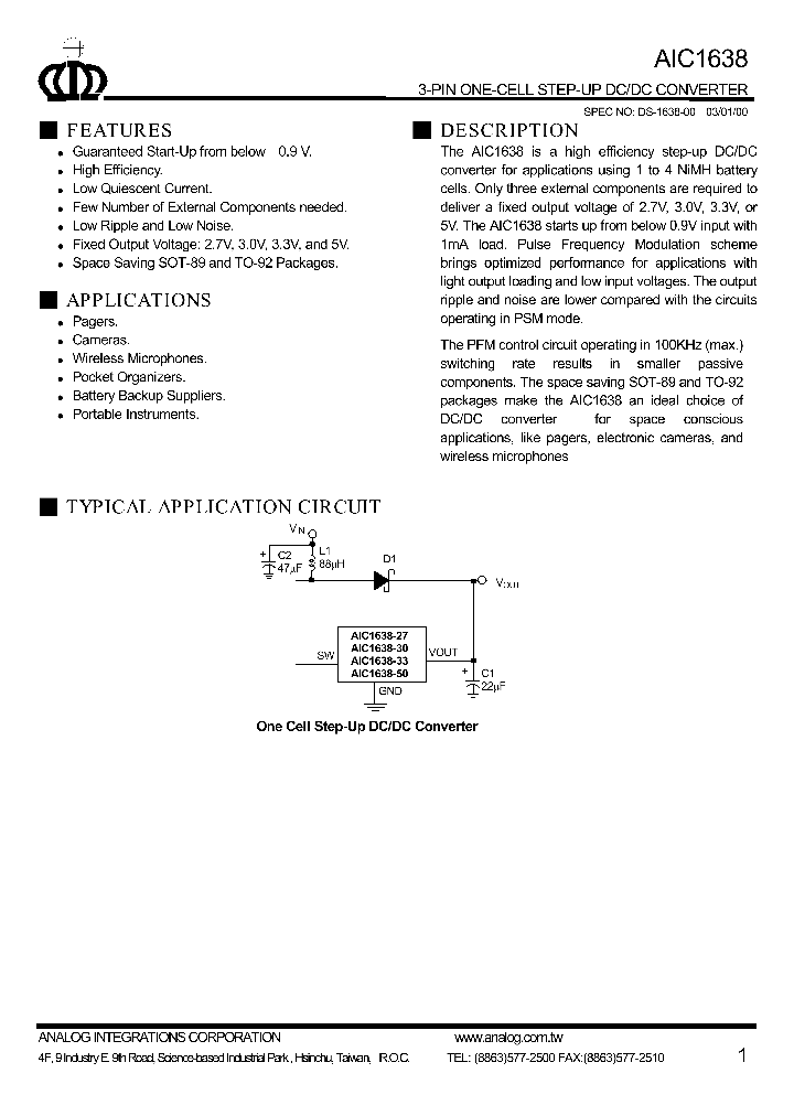 AIC1638_21480.PDF Datasheet