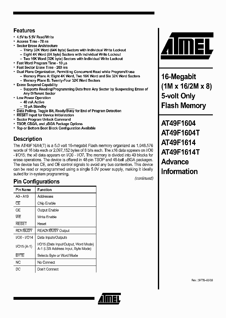 AT49F1604_23415.PDF Datasheet