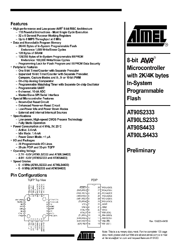 AT90S4433_169479.PDF Datasheet