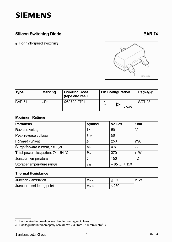 BAR74_137305.PDF Datasheet