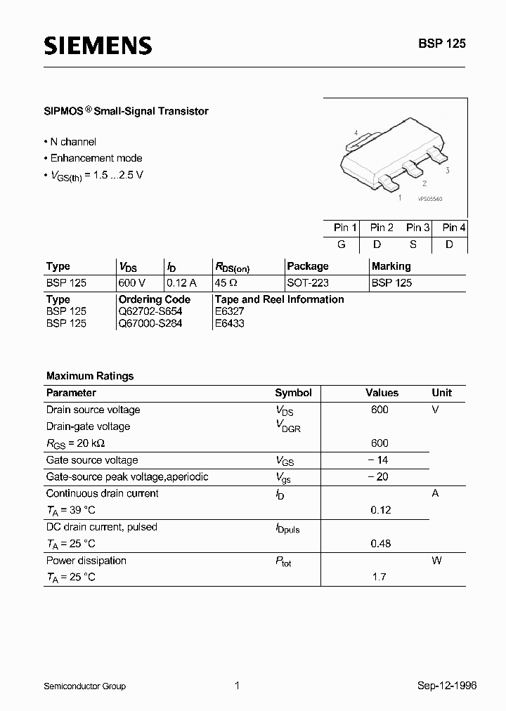 BSP125_101869.PDF Datasheet