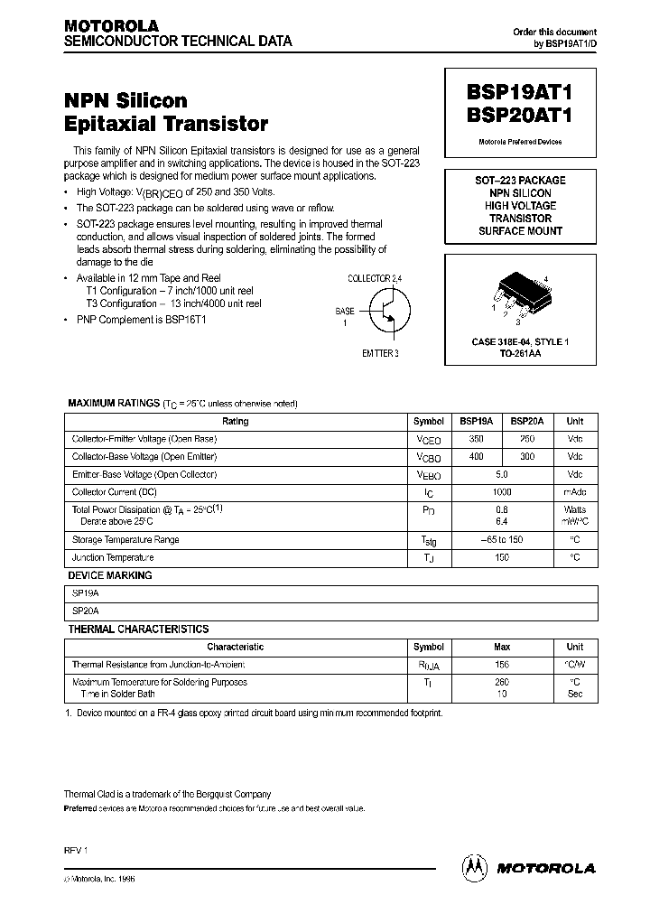 BSP19AT1_120551.PDF Datasheet