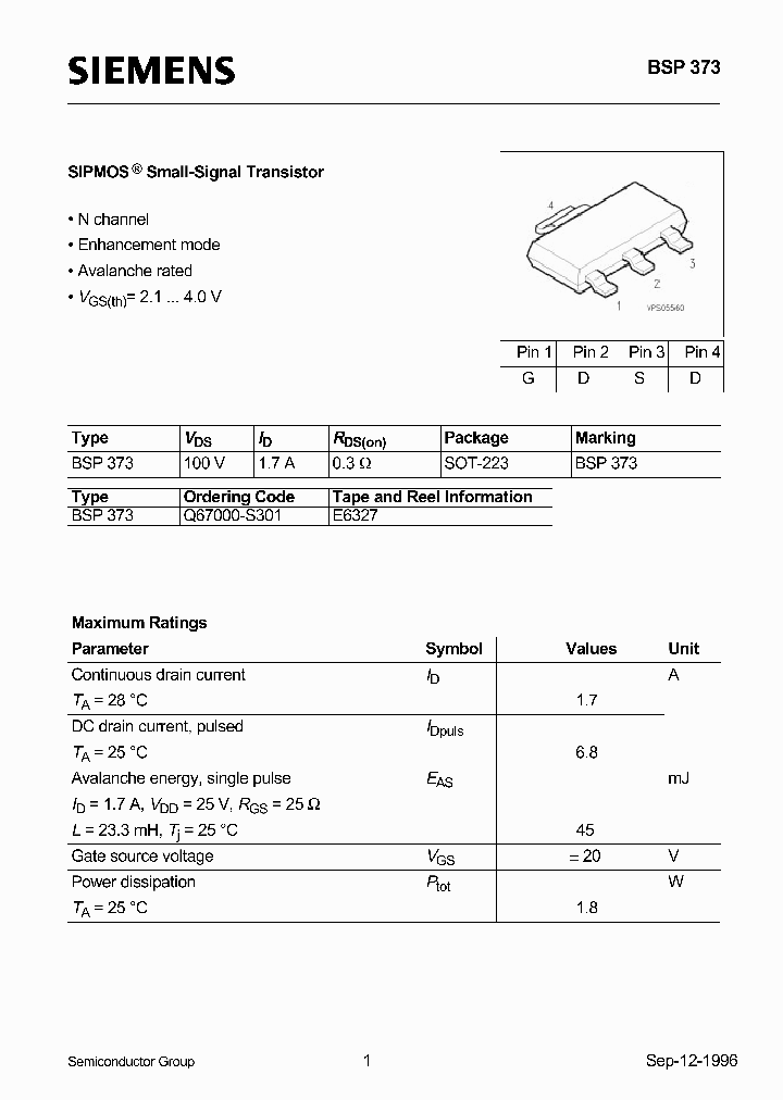 BSP373_43522.PDF Datasheet