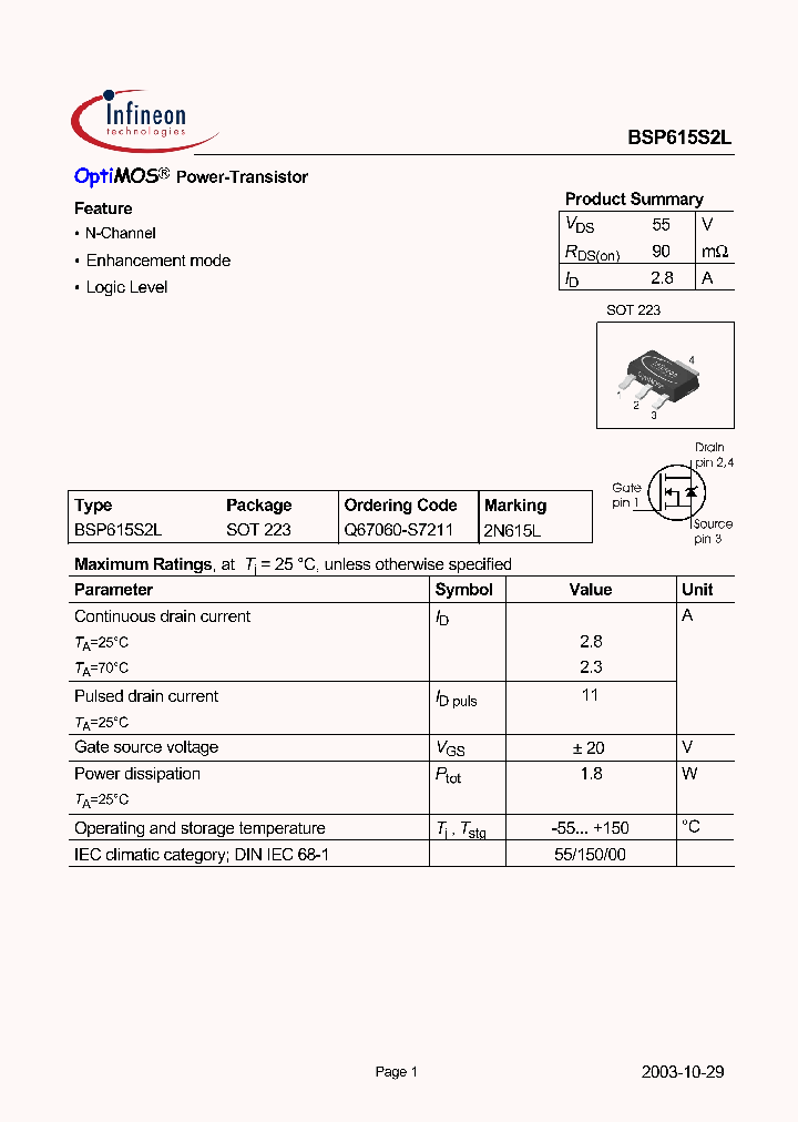BSP615S2L_196274.PDF Datasheet