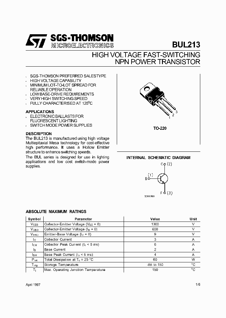 BUL213_143224.PDF Datasheet