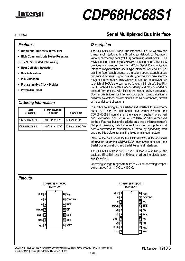 CDP68HC68S1_87020.PDF Datasheet