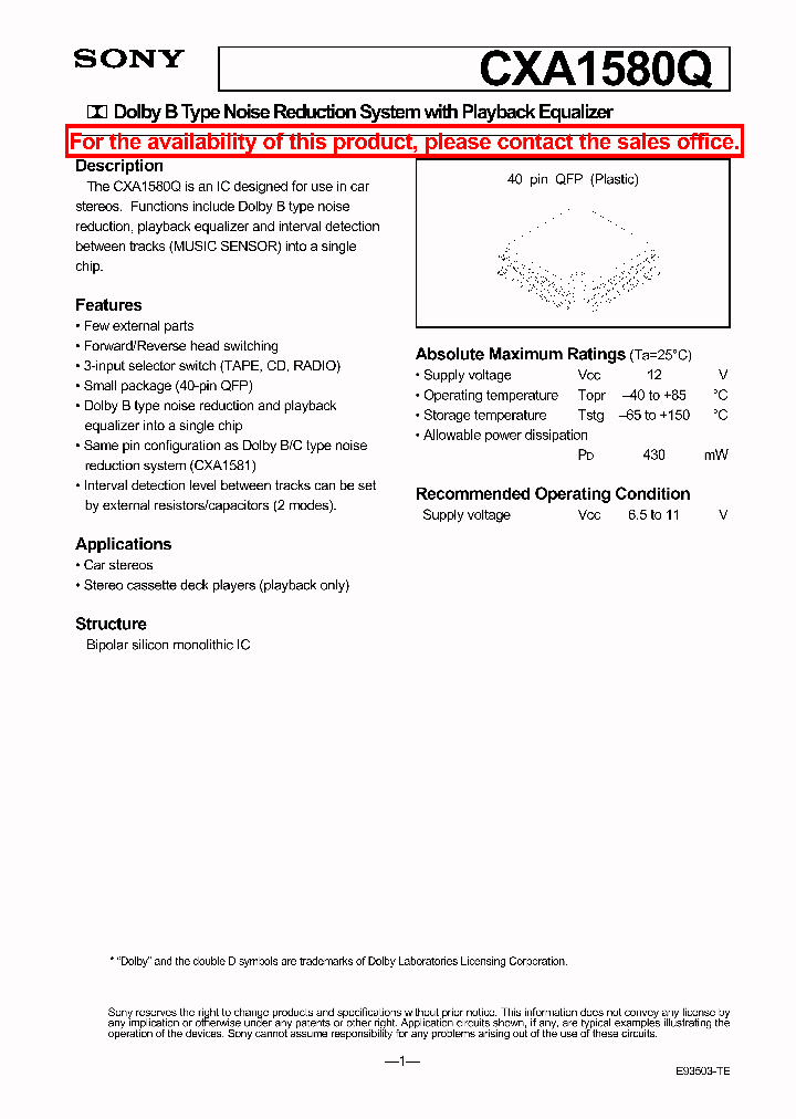 CXA1580Q_173254.PDF Datasheet