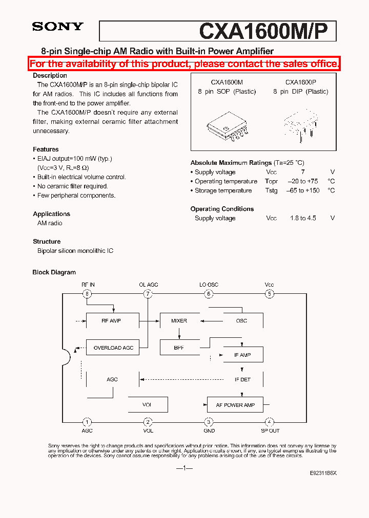 CXA1600_123814.PDF Datasheet