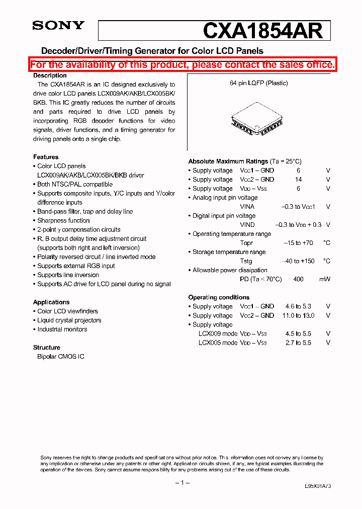 CXA1854AR_130670.PDF Datasheet