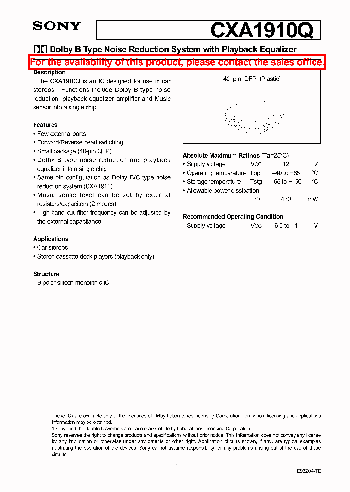 CXA1910_24065.PDF Datasheet