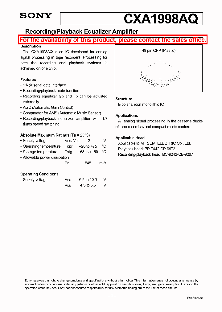 CXA1998_24085.PDF Datasheet
