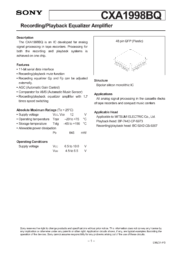 CXA1998BQ_24087.PDF Datasheet