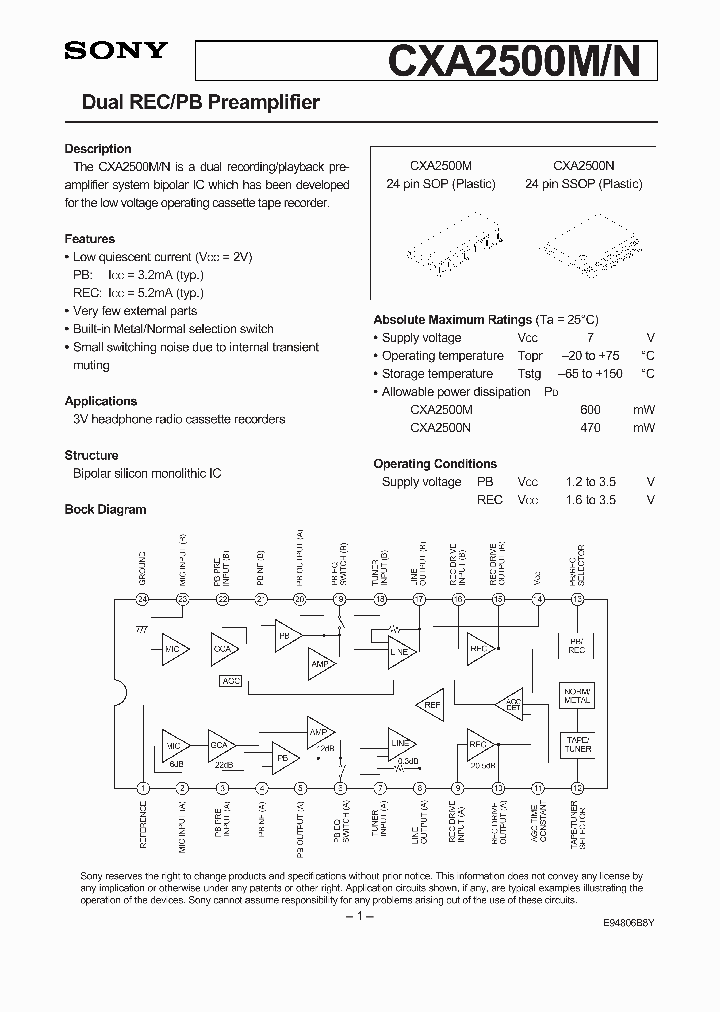 CXA2500_143494.PDF Datasheet