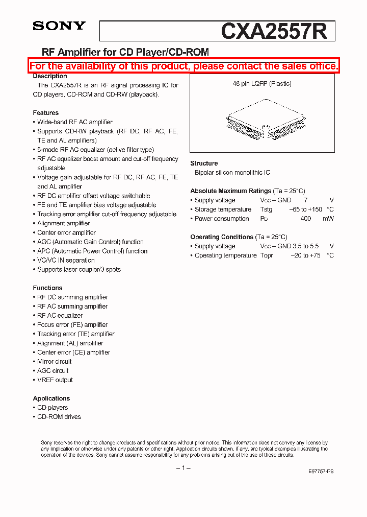 CXA2557_80411.PDF Datasheet