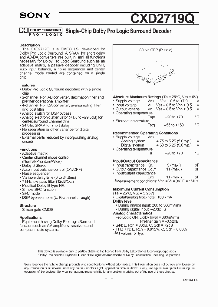 CXD2719Q_92833.PDF Datasheet