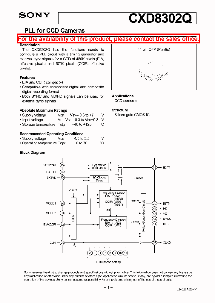 CXD8302Q_40406.PDF Datasheet