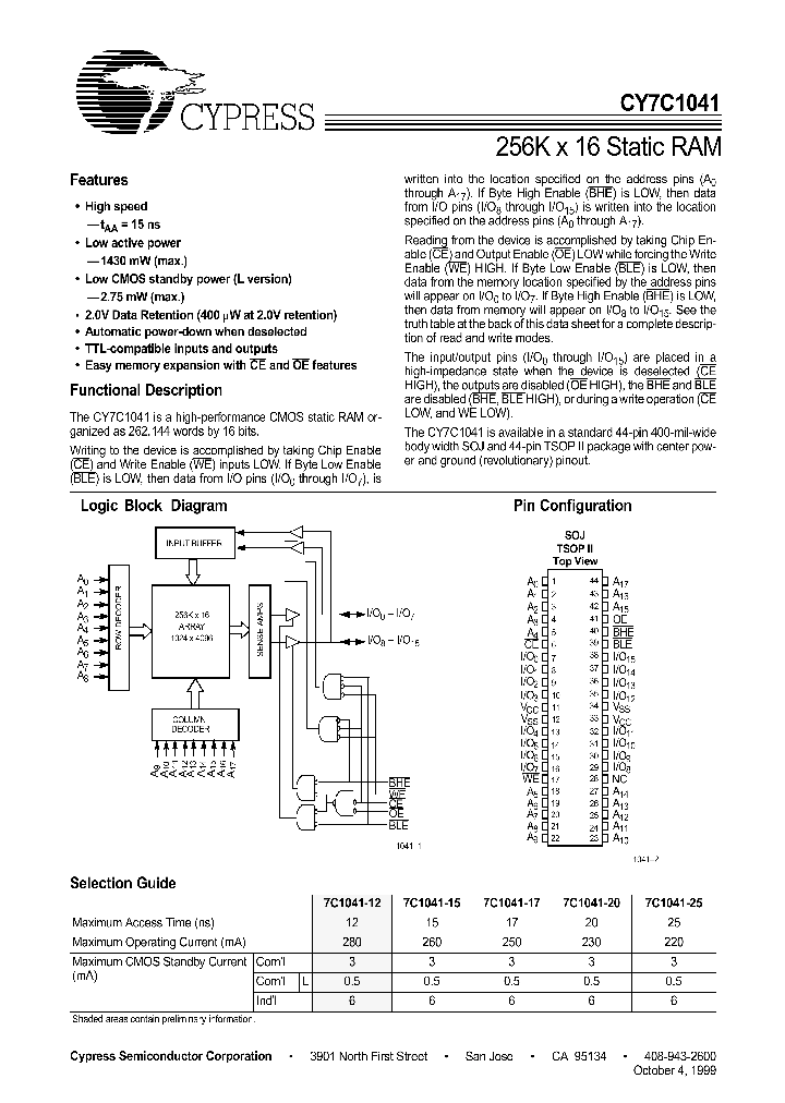CY7C1041_176615.PDF Datasheet