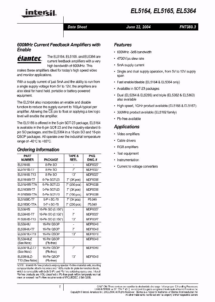 EL5364_176540.PDF Datasheet