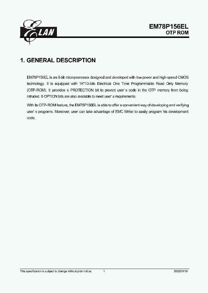 EM78P156EL_23568.PDF Datasheet
