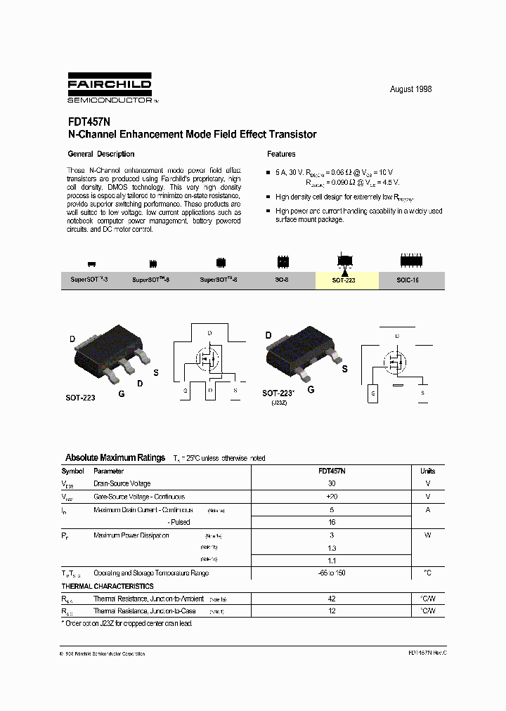 FDT457N_96627.PDF Datasheet