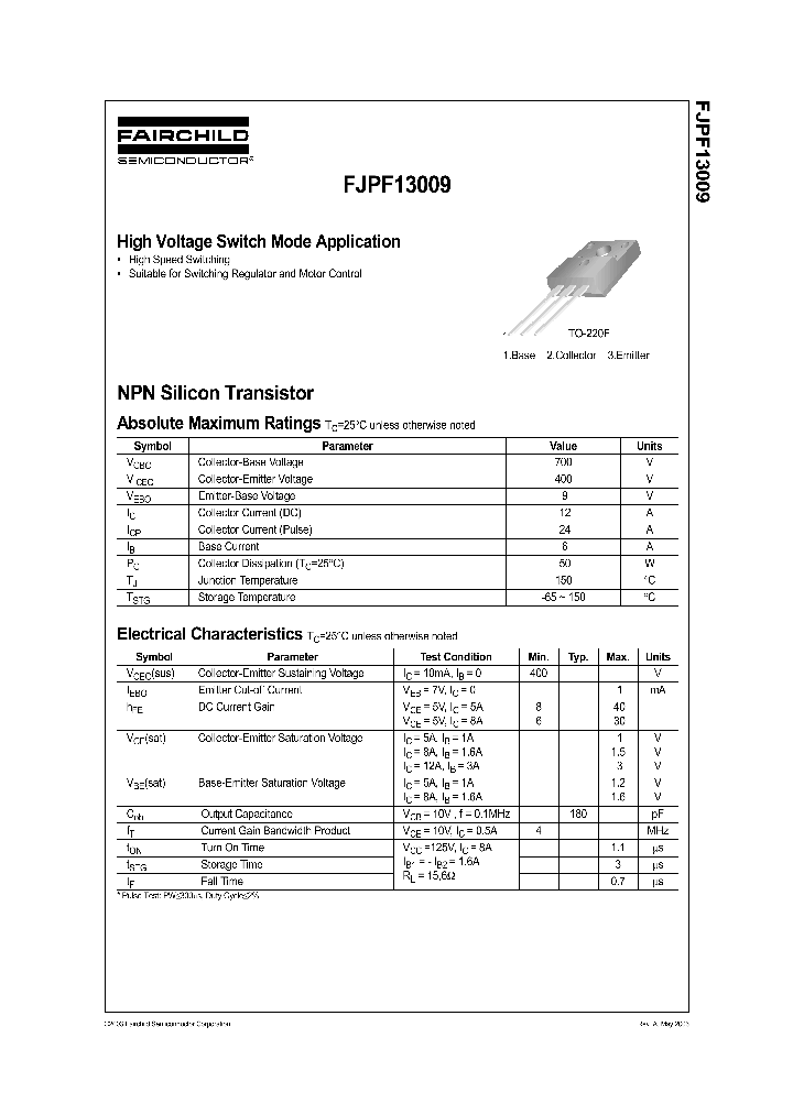 FJPF13009_176433.PDF Datasheet