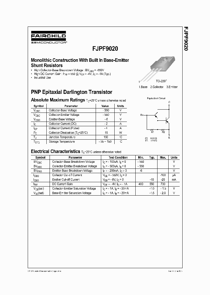 FJPF9020_177397.PDF Datasheet