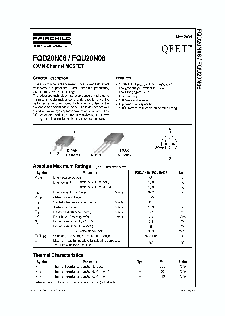 FQD20N06_161196.PDF Datasheet