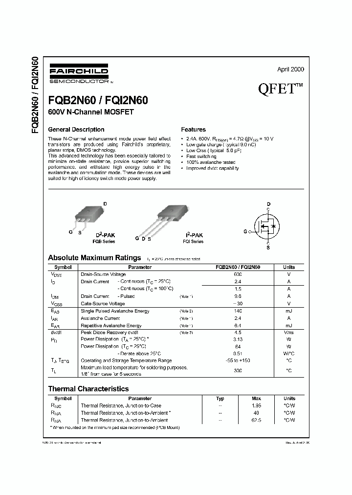 FQB2N60_176496.PDF Datasheet