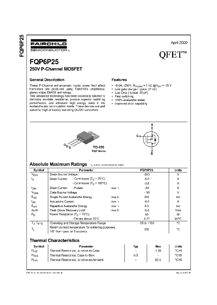 FQP6P25_78325.PDF Datasheet