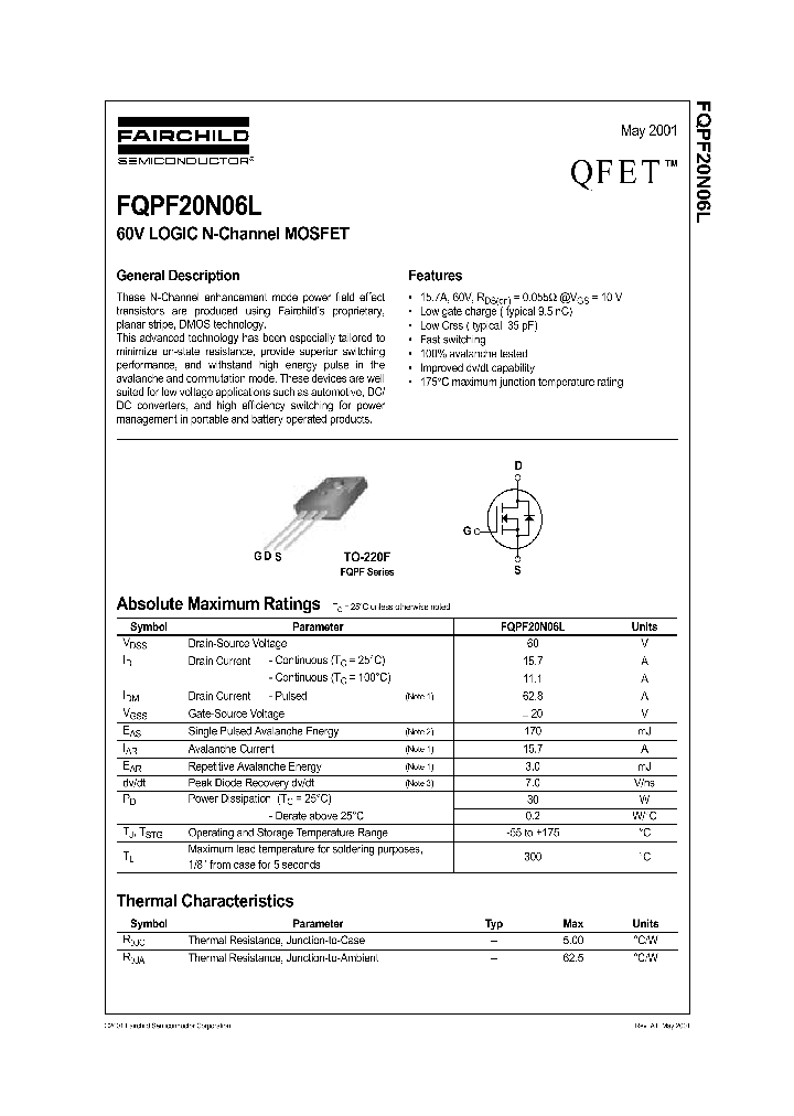 FQPF20N06L_161204.PDF Datasheet