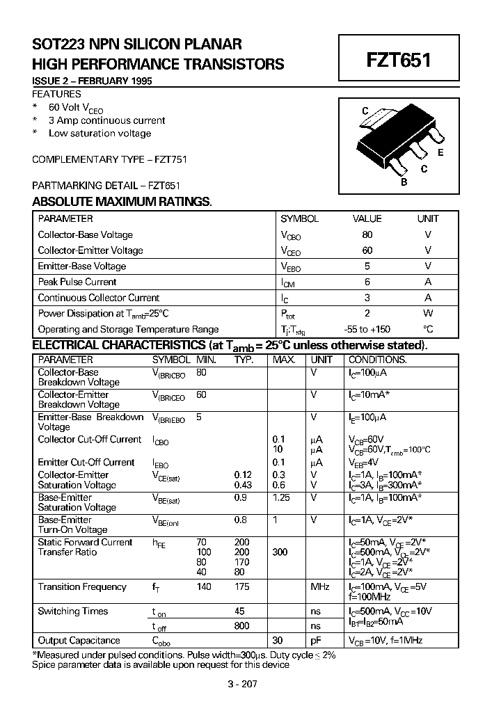 FZT651_43637.PDF Datasheet