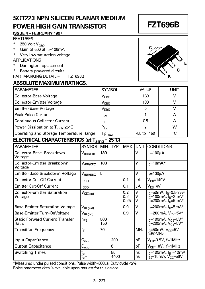 FZT696B_74009.PDF Datasheet