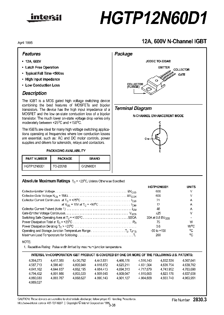 HGTP12N60D1_64727.PDF Datasheet