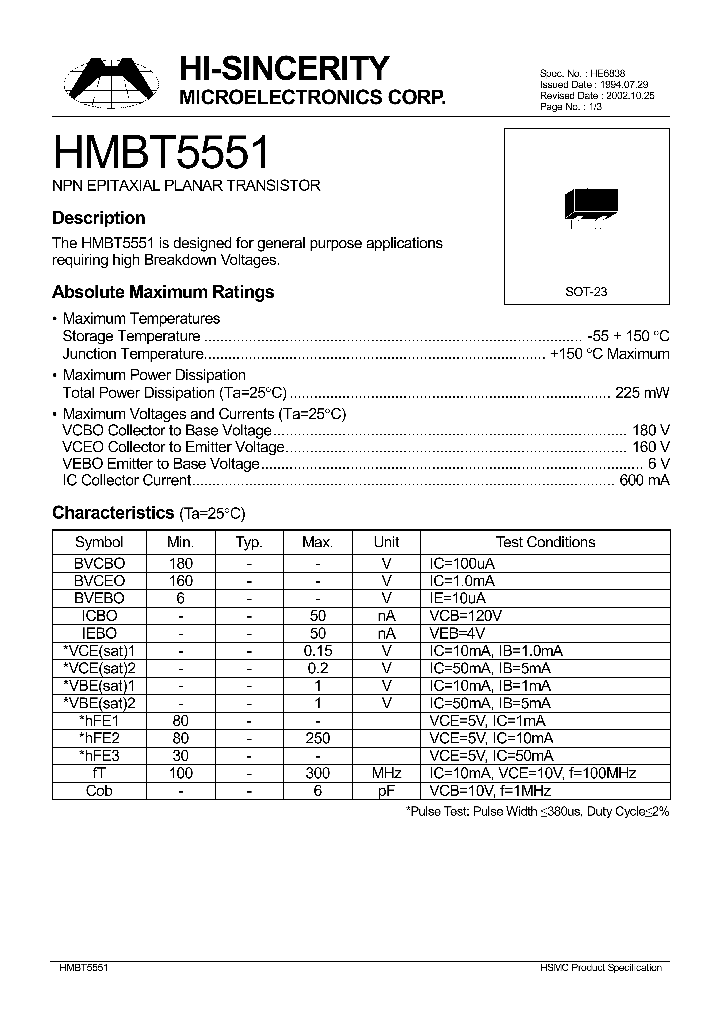 HMBT5551_161483.PDF Datasheet