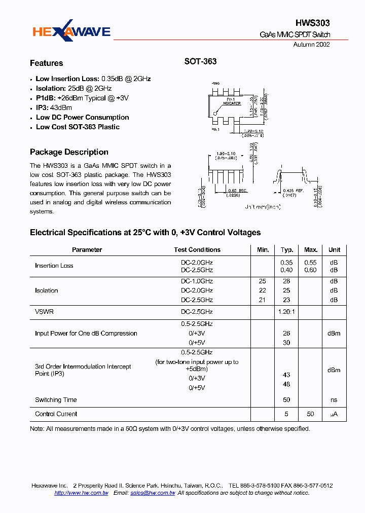HWS303_52187.PDF Datasheet