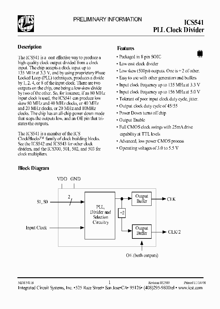 ICS541_40324.PDF Datasheet
