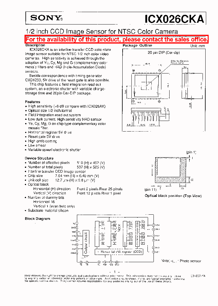 ICX026CKA_41083.PDF Datasheet
