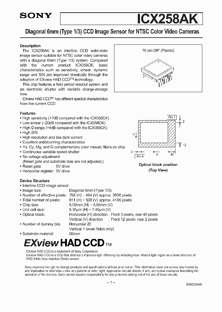 ICX258AK_51688.PDF Datasheet