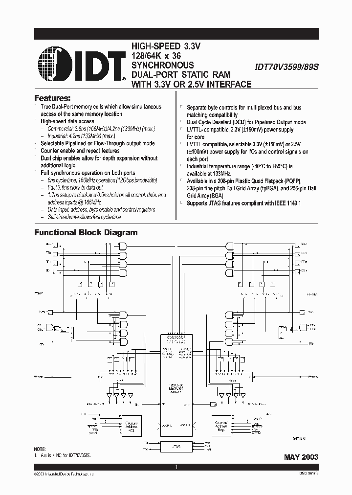 IDT70V3589_109599.PDF Datasheet