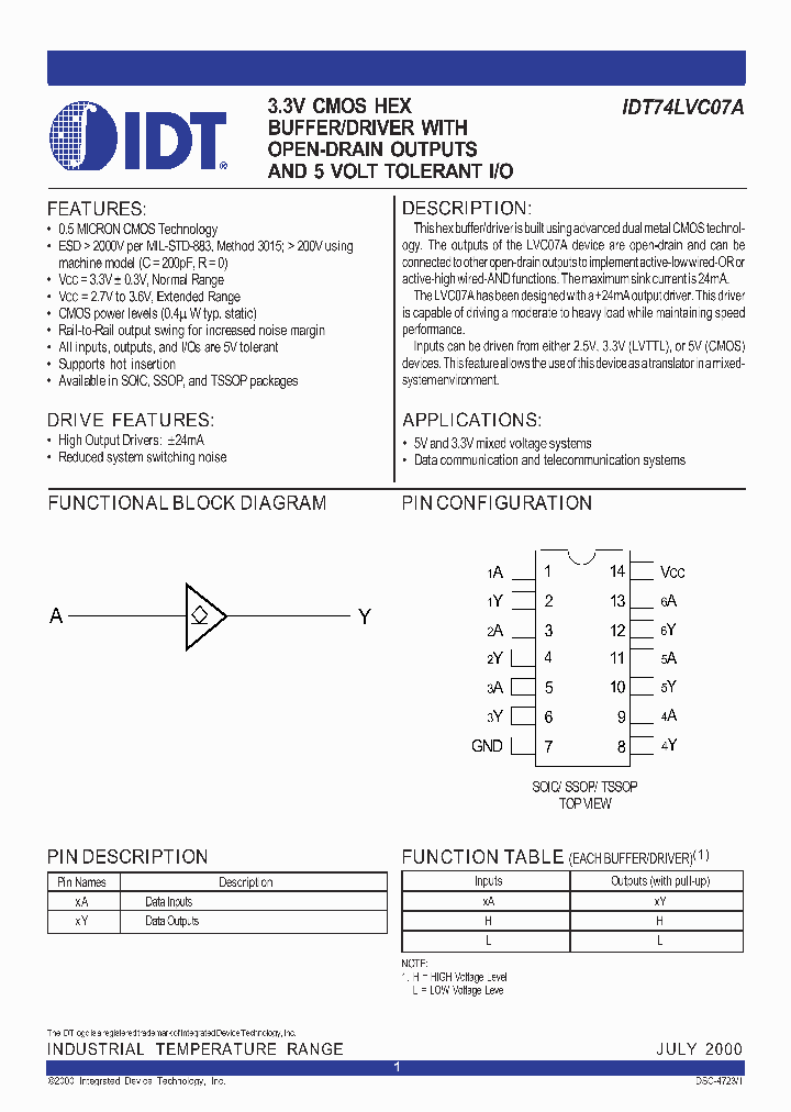 IDT74LVC07A_17466.PDF Datasheet