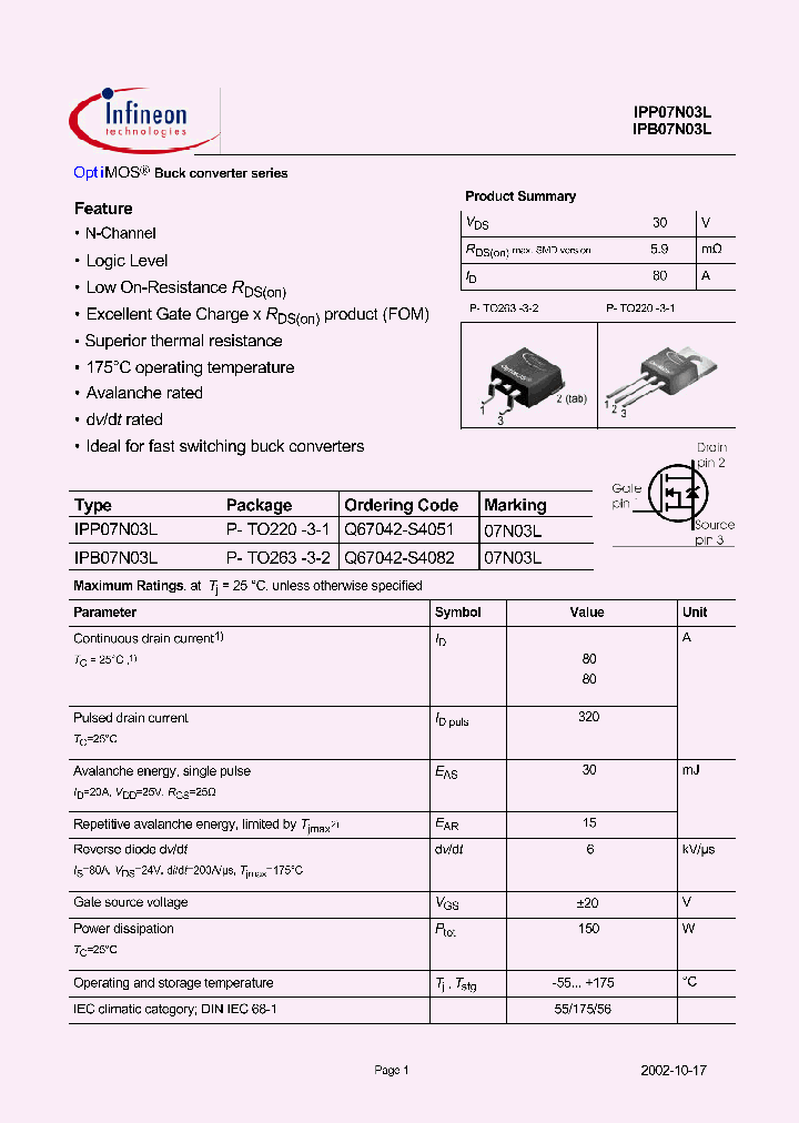 IPB07N03L_122475.PDF Datasheet