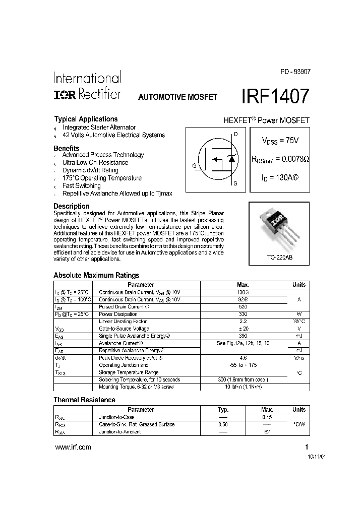 IRF1407_5754.PDF Datasheet