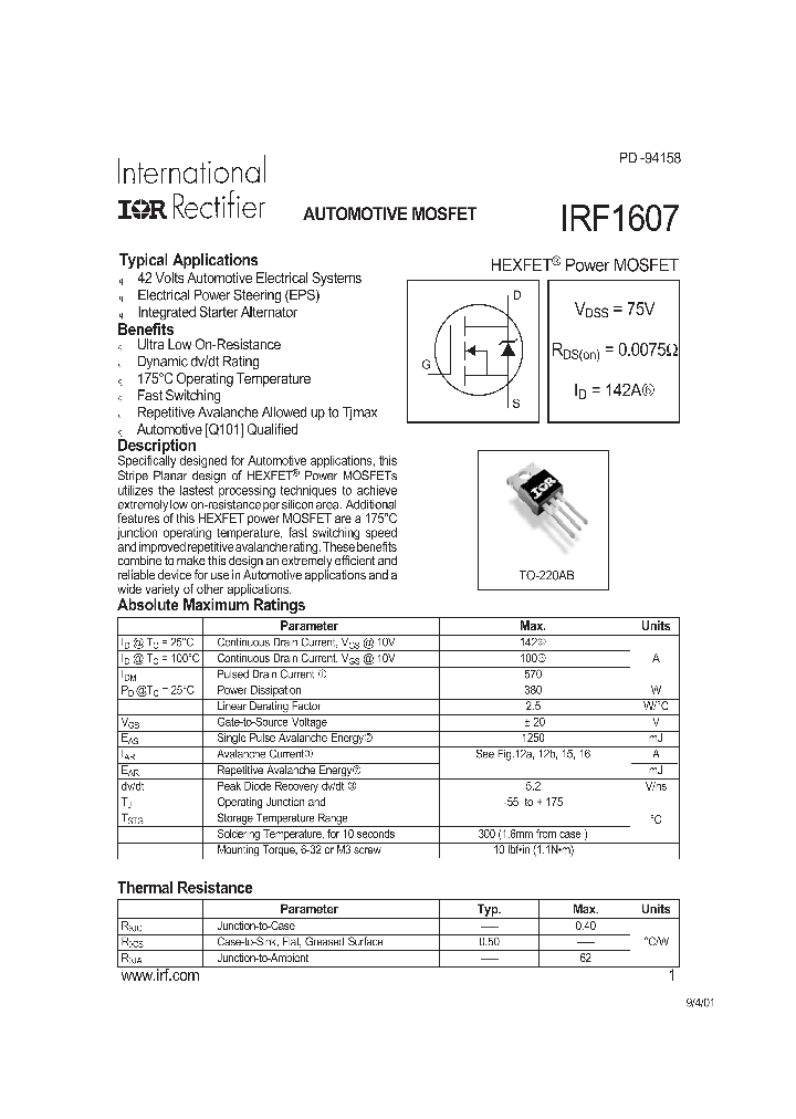 IRF1607_5767.PDF Datasheet