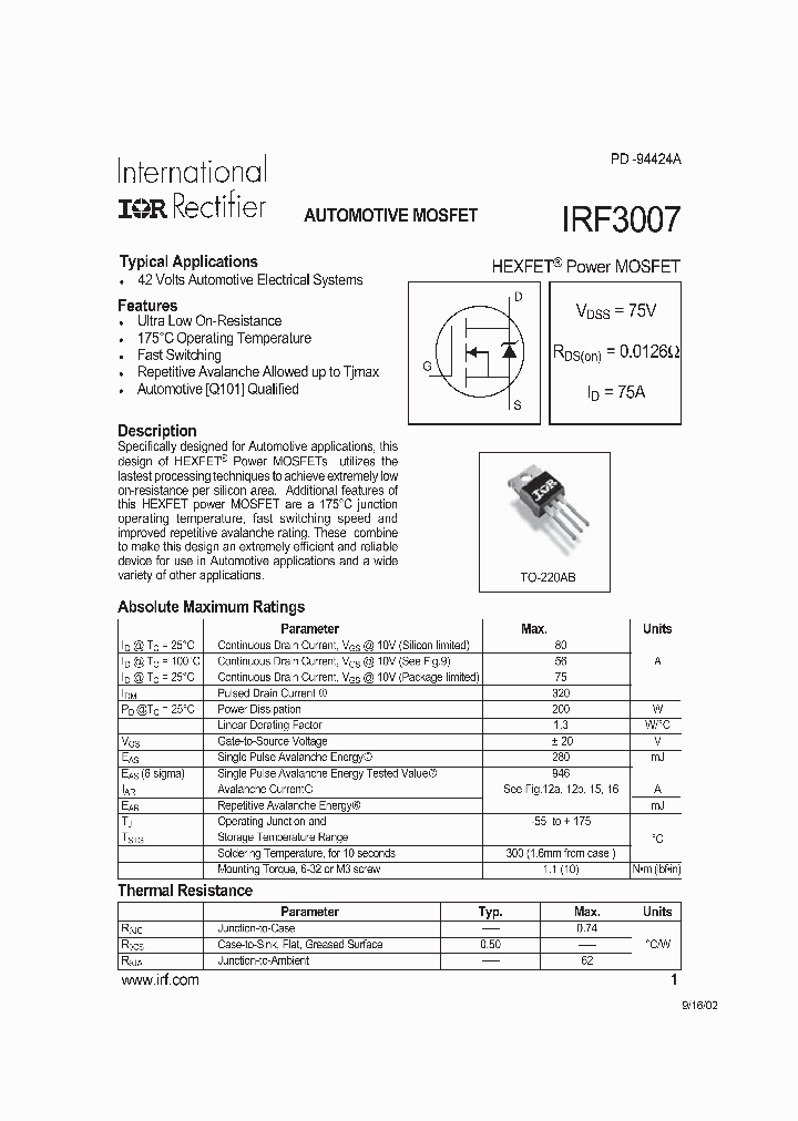 IRF3007_5814.PDF Datasheet