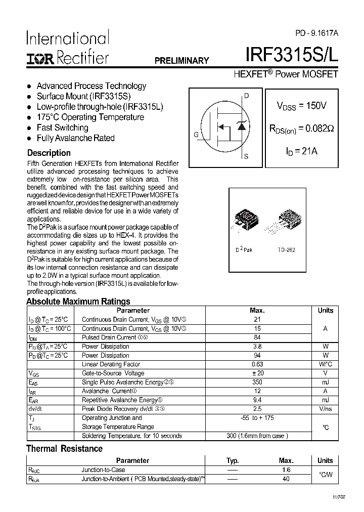 IRF3315S_5830.PDF Datasheet