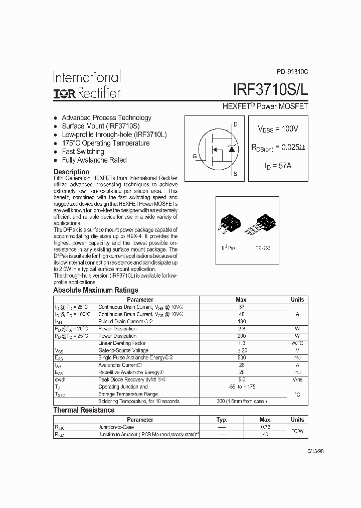 IRF3710L_5867.PDF Datasheet