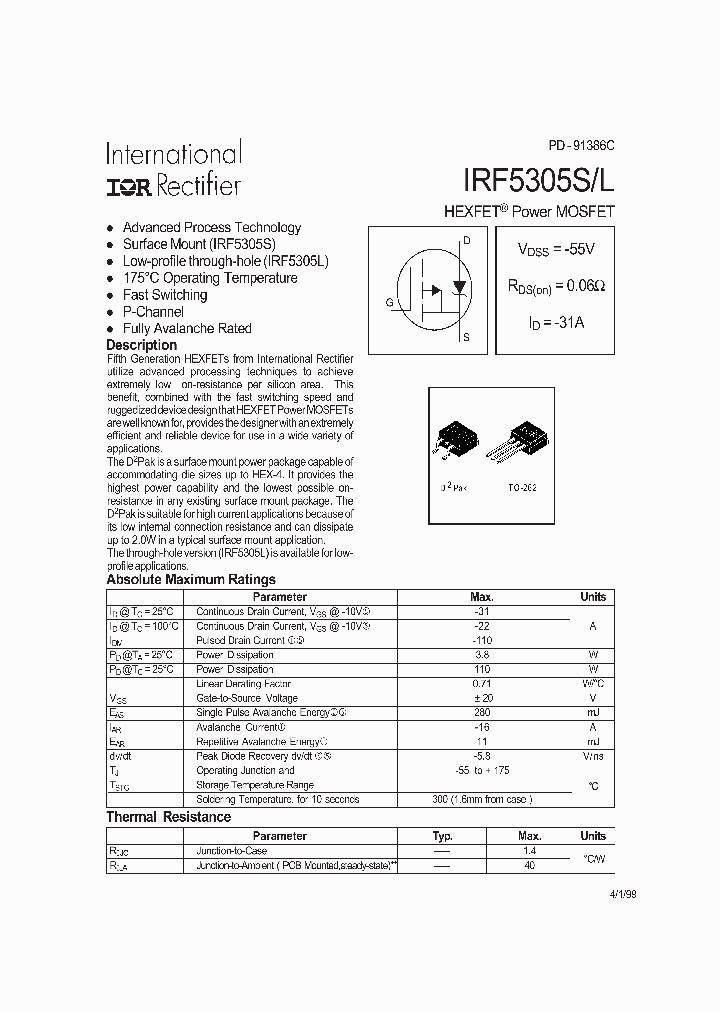 IRF5305L_4963.PDF Datasheet
