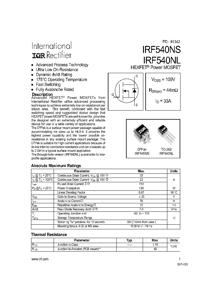 IRF540NL_156487.PDF Datasheet